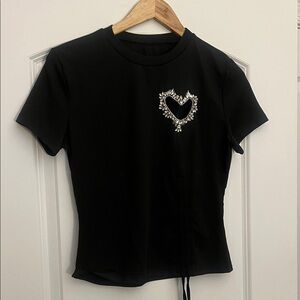 Black Heart Embellished Women's Top